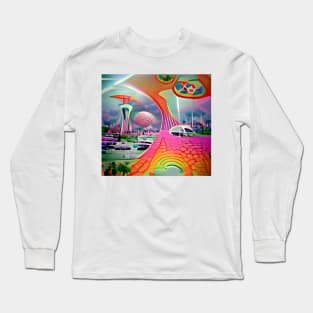 Psychedelic Futuristic Landscape Long Sleeve T-Shirt